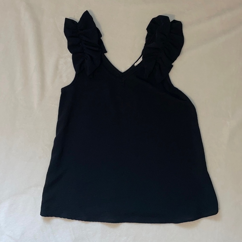 Black ruffle tank